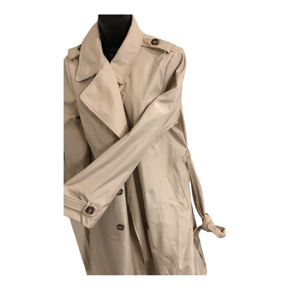Stoosh ecru classic timeless double breasted belted trenchcoat size large new - Picture 12 of 16
